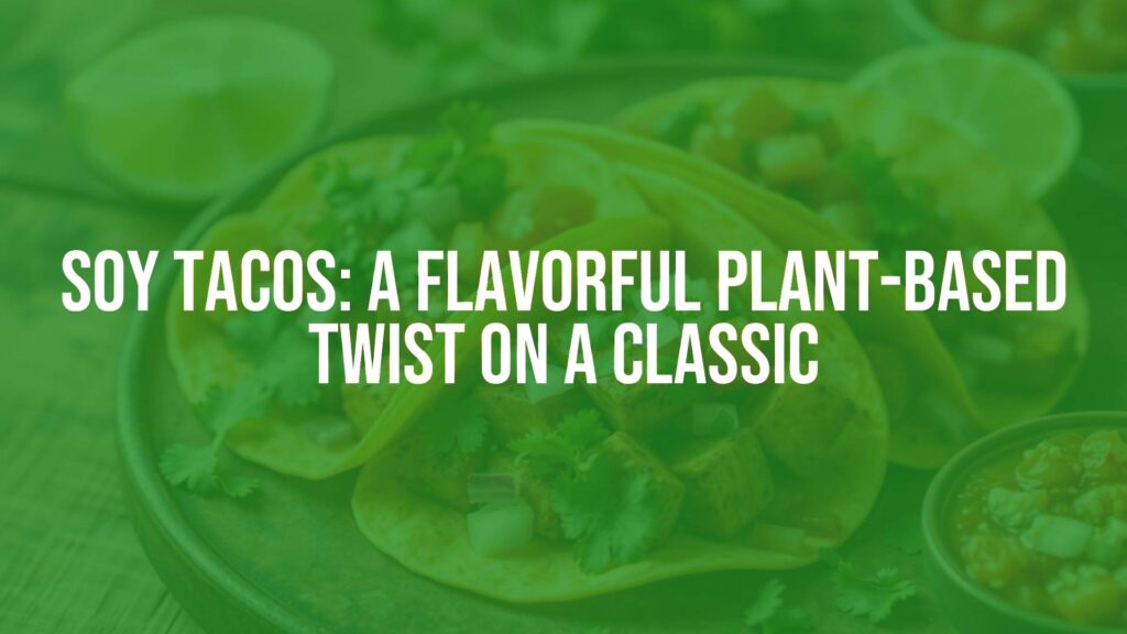 Delicious soy tacos with seasoned tofu filling, topped with fresh cilantro, diced onions, and vibrant salsa, served in a warm corn tortilla, side of lime, rustic wooden background, appetizing food photography.