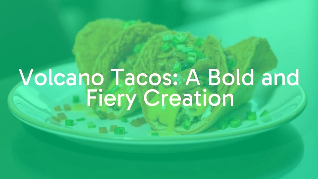 Colorful volcano tacos on a plate, fiery red-orange crunchy shells, melted cheese and spicy filling, vibrant and appetizing, modern food photography.
